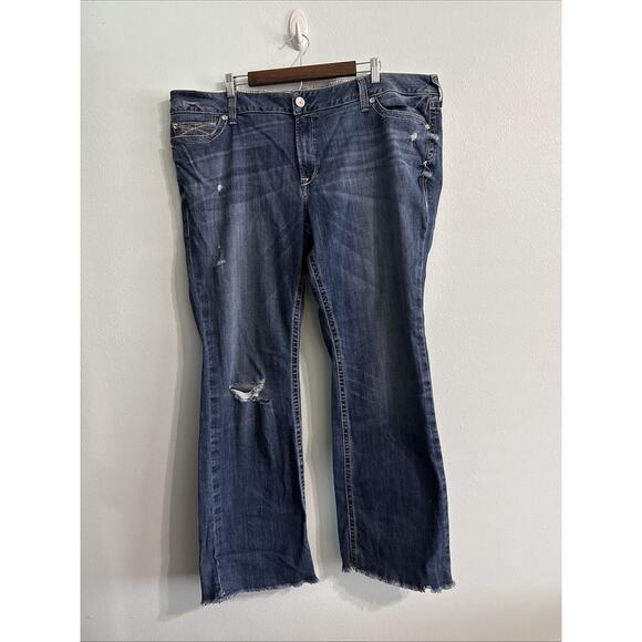 NWT Ariat REAL Jeans Womens 24WR Arrow Fit Blue Mid Rise Boot raw hem western - Picture 1 of 6